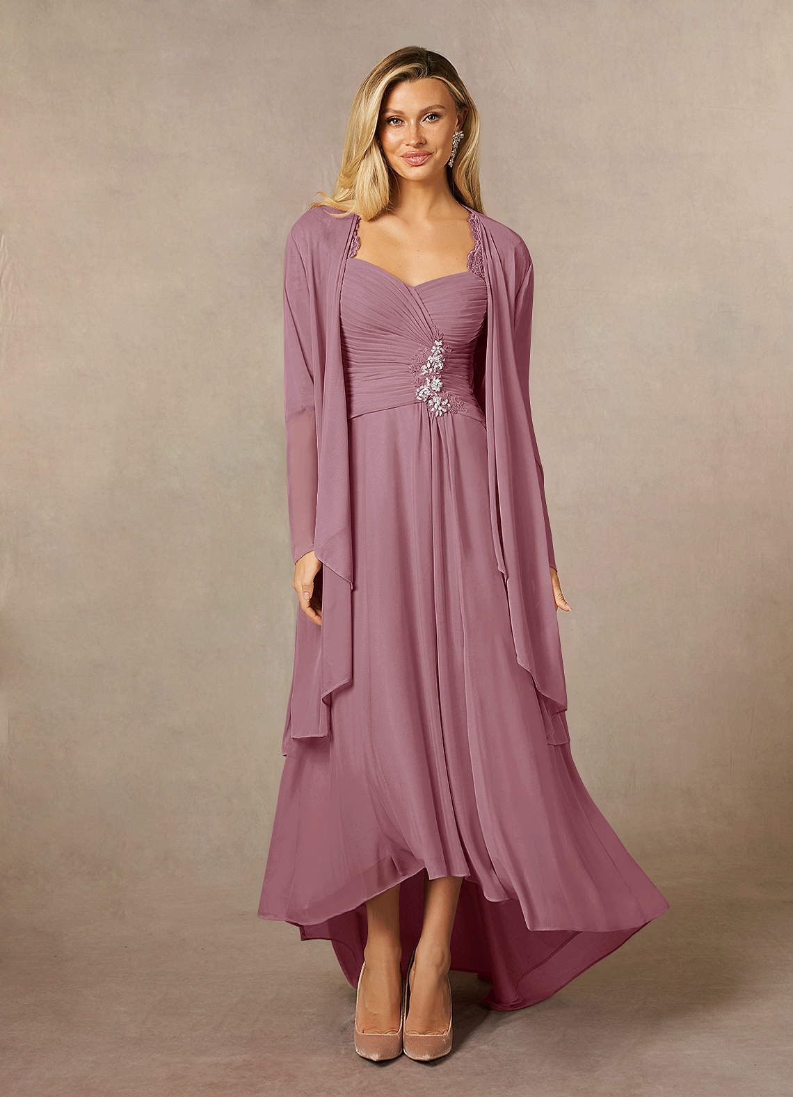 Azazie Anne Mother of the Bride Dresses Vintage Mauve Sheath Sweetheart Sequins Lace Dress image1