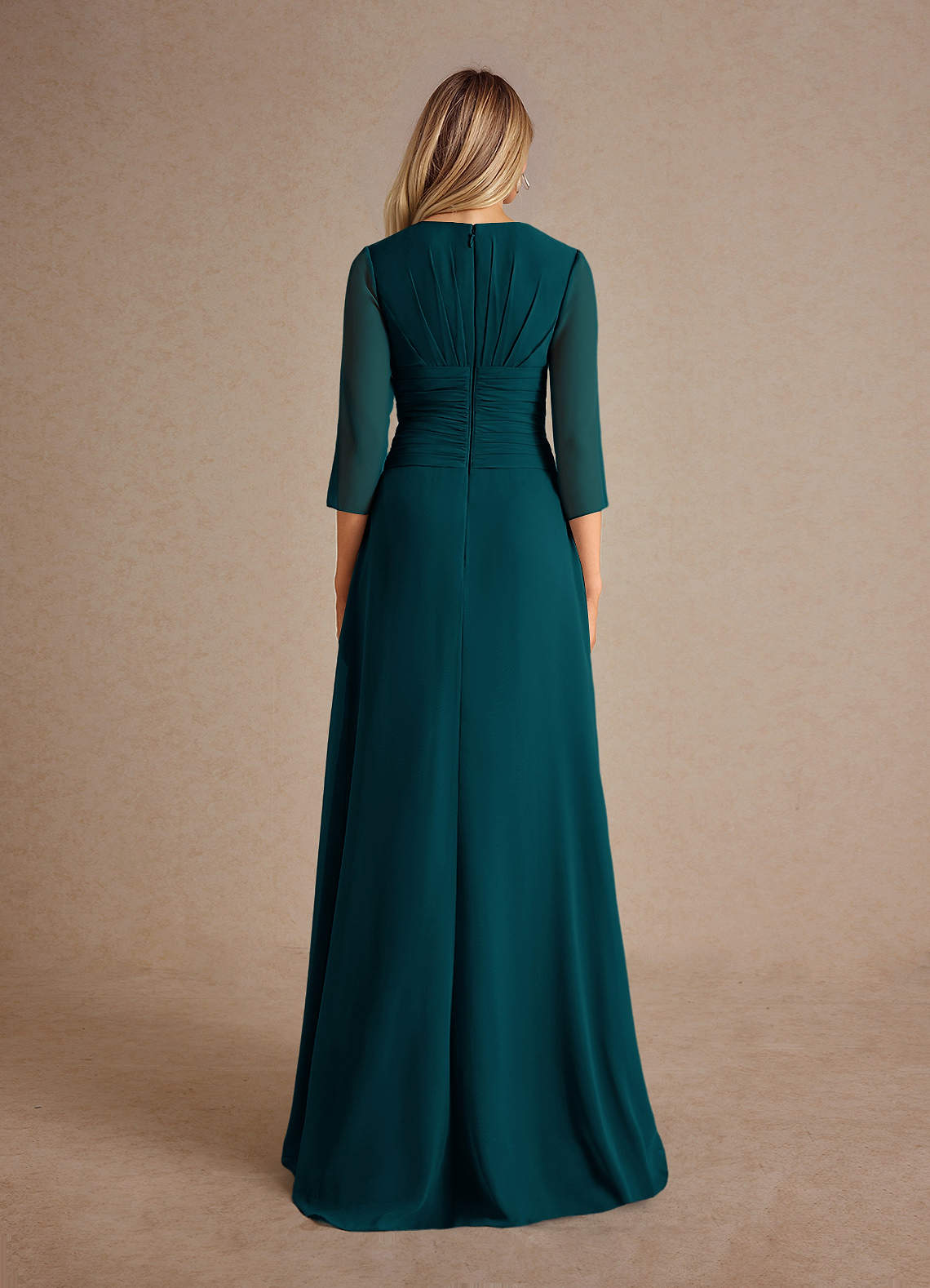 Azazie Mayfield Abiti per la Madre della Sposa Abito A-Line in Chiffon Plissettato Pino image2