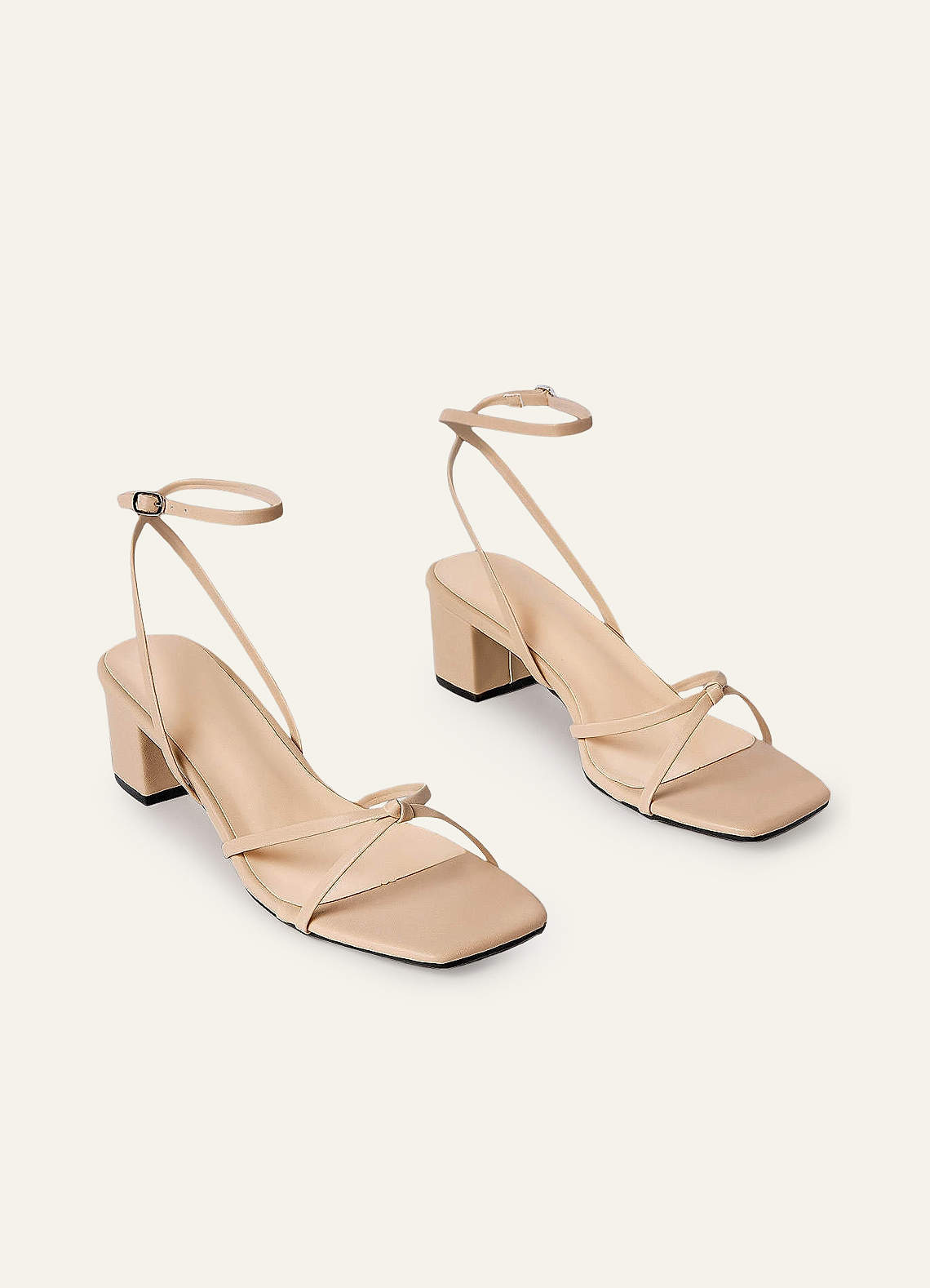 front Ankle Strap Cross Knot Heel Sandals