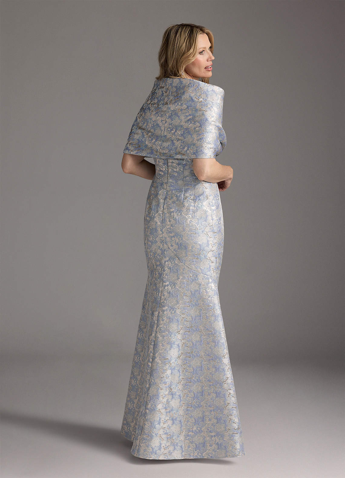 Azazie Elanor Dusty Blue Mermaid Pleated Jacquard 1 Dress | Azazie