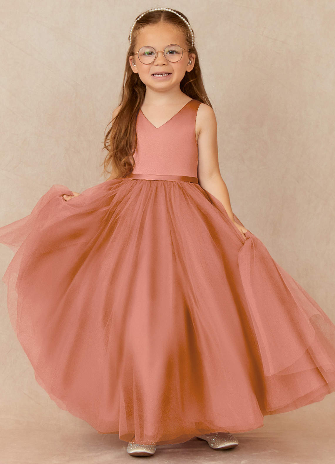 Azazie Marybell Flower Girl Dresses MAI TAI A-Line Bow Tulle Dress image1
