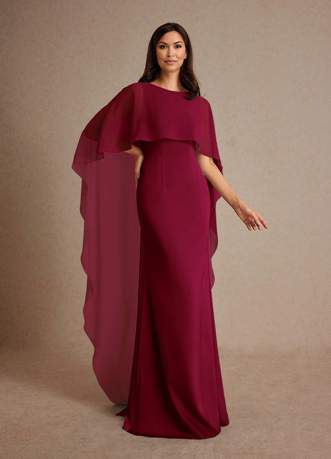 Azazie Milfred vestidos de madre de la novia Vestido de Borgoña de Satén Elástico de Recto con Cuello de barco image2