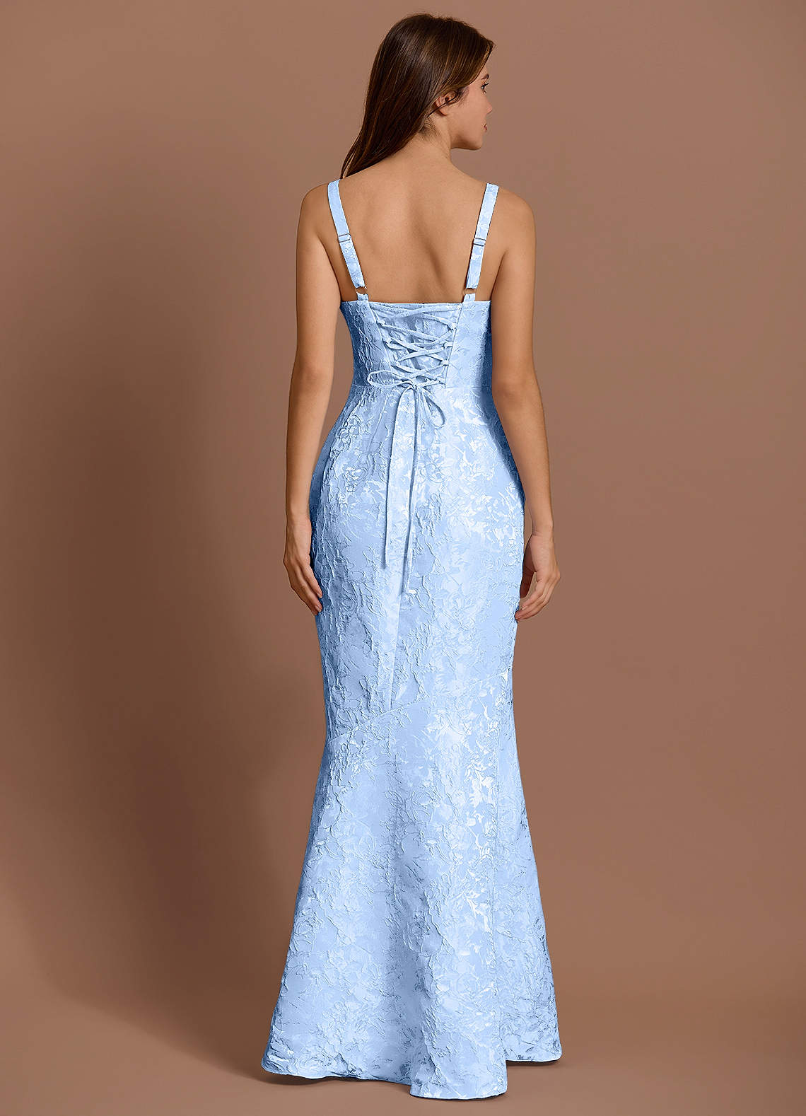 janezkie maxi dress femme formal dress in light blue Juliet Slinky Maxi Dress With Scarf / Pale Blue | MESHKI main image 0