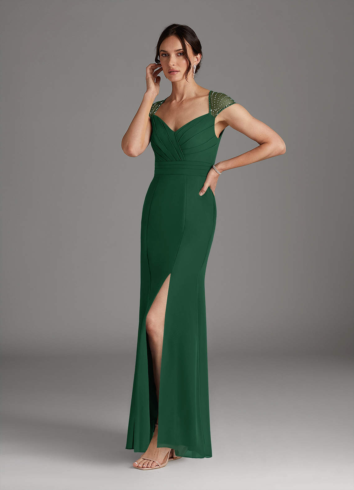 sachin and babi light blue dress Round-Neck Sequin Chiffon High Waist Formal Evening Dress With Short S main image 0