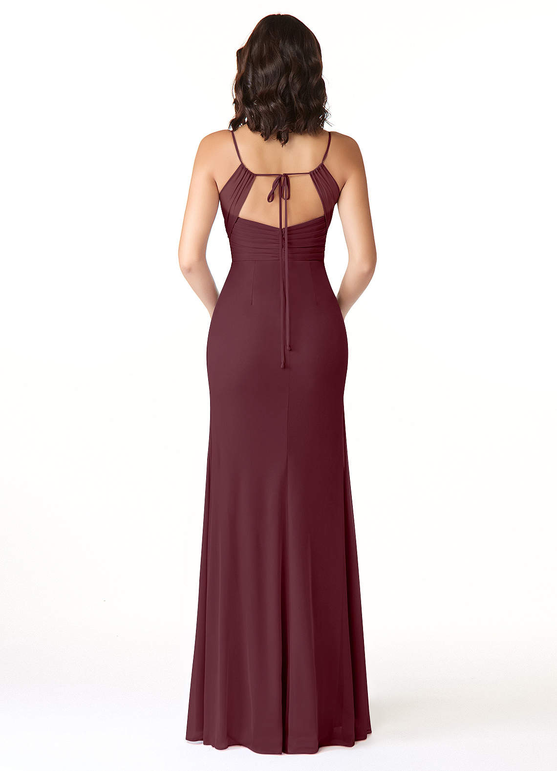 Azazie Reneya Vestidos de madrinha de casamento Vestido Cabernet de Malha de sereia com Arco image1