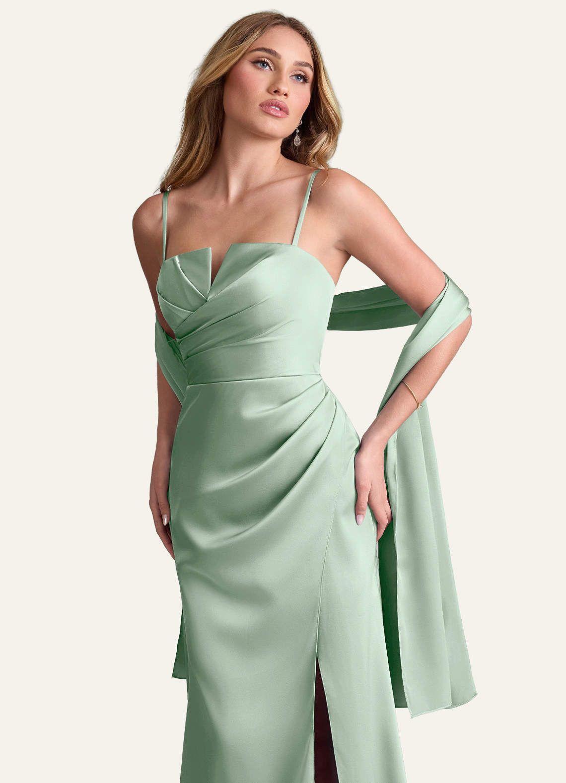 front Azazie Matching Color Ireland Stretch Satin Shawl