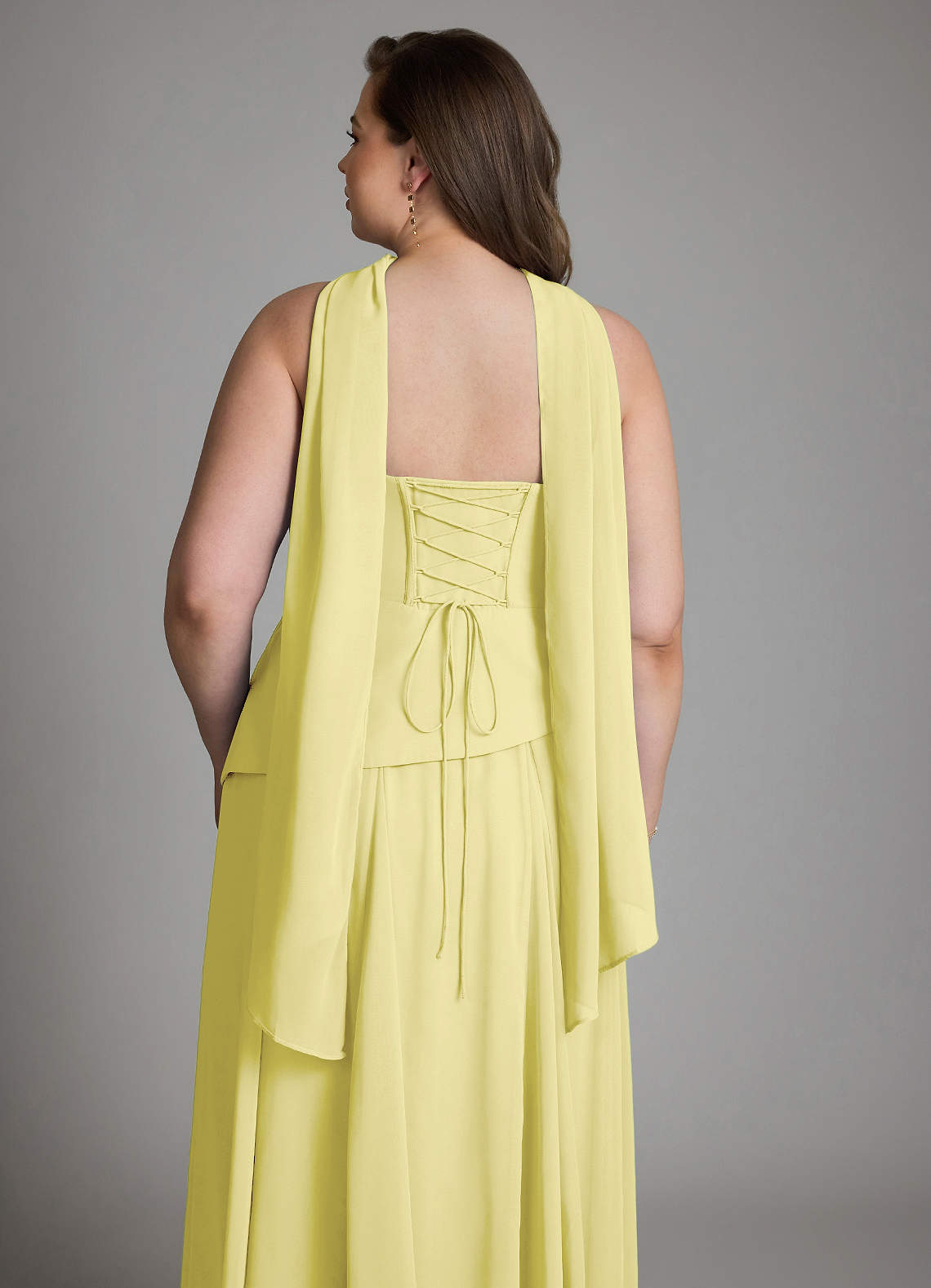 Azazie Gabriela Bridesmaid Dresses Lemon Sorbet A-Line Corset Chiffon Dress image21