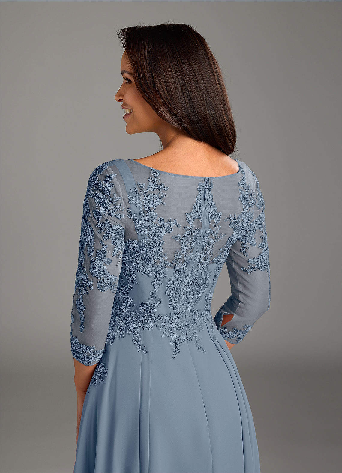 Azazie Marge Mother of the Bride Dresses Twilight A-Line Scoop Lace Chiffon Dress image3