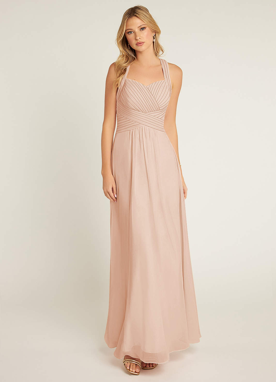 Azazie Claudia Jurken voor bruidsmeisjes Jurk van Chiffon met A-Lijn Sweetheart Halslijn Engelse Roos image1