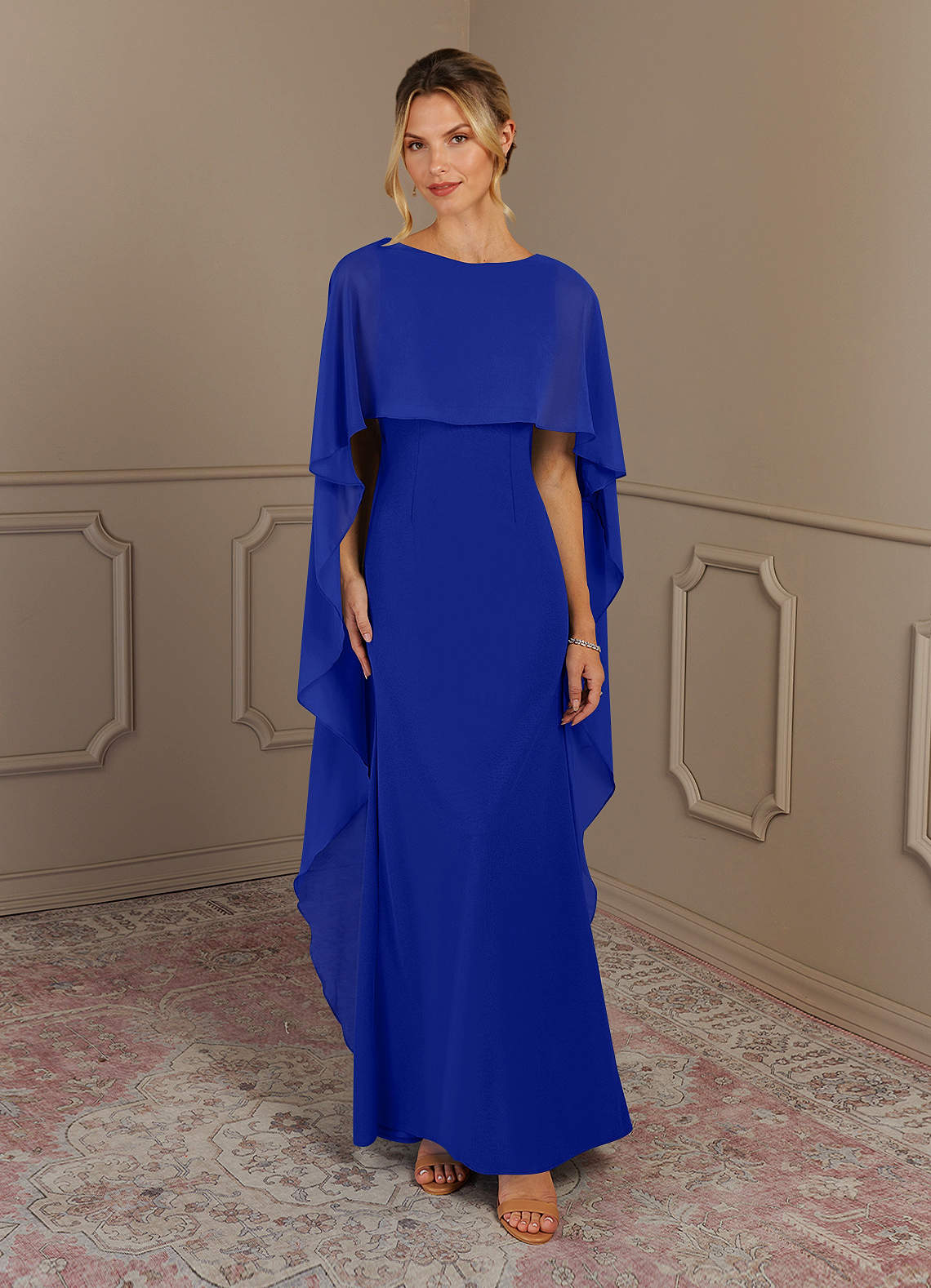 Azazie Dion vestidos de madre de la novia Vestido de Azul Real de Crepé elástico de Recto con Scoop image1