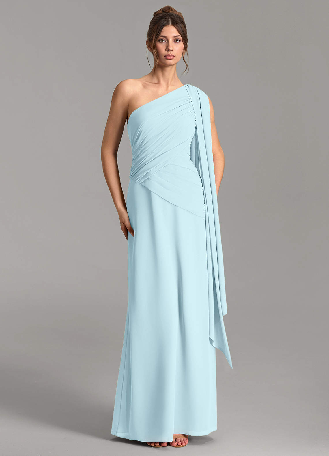 wedding dresses for larger ladies Plus Size Off-Shoulder Mermaid Dress with Train - Simple Satin Wedding Dress with Removable Bow Collar Plus Size size wedding dress effortlessly Women Quiz_Blue Navy Blue Pleated One-Shoulder Size:5XL | 38 (for waist size 42