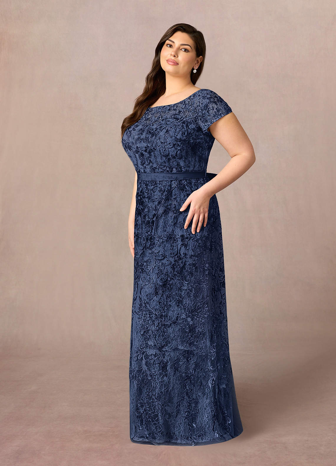 Azazie Dorit Mother of the Bride Dresses Dark Navy Sheath Scoop Lace Dress image7