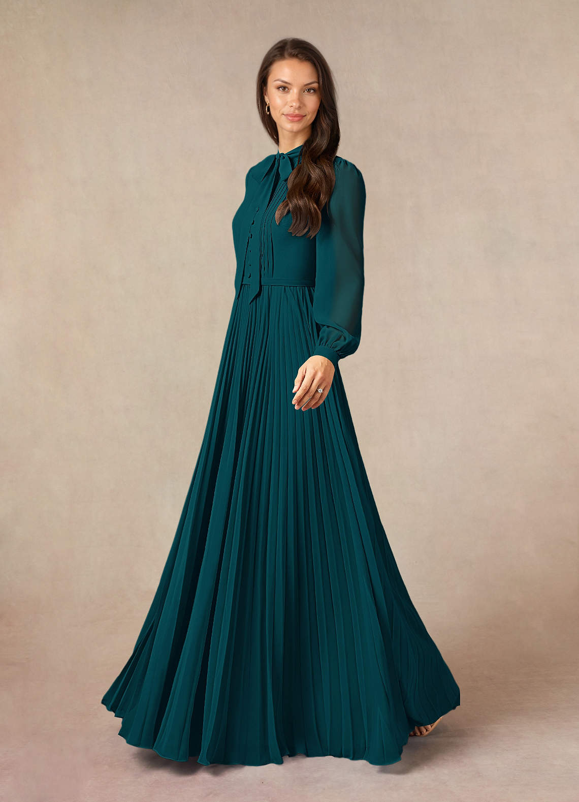 Azazie Adellah Mother of the Bride Dresses Pine A-Line Pleated Chiffon Dress image1
