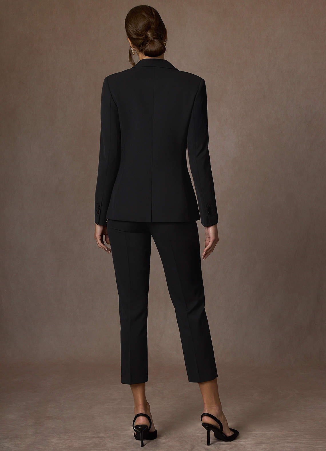 front Charlotte Black Refined Weave Pants Suit