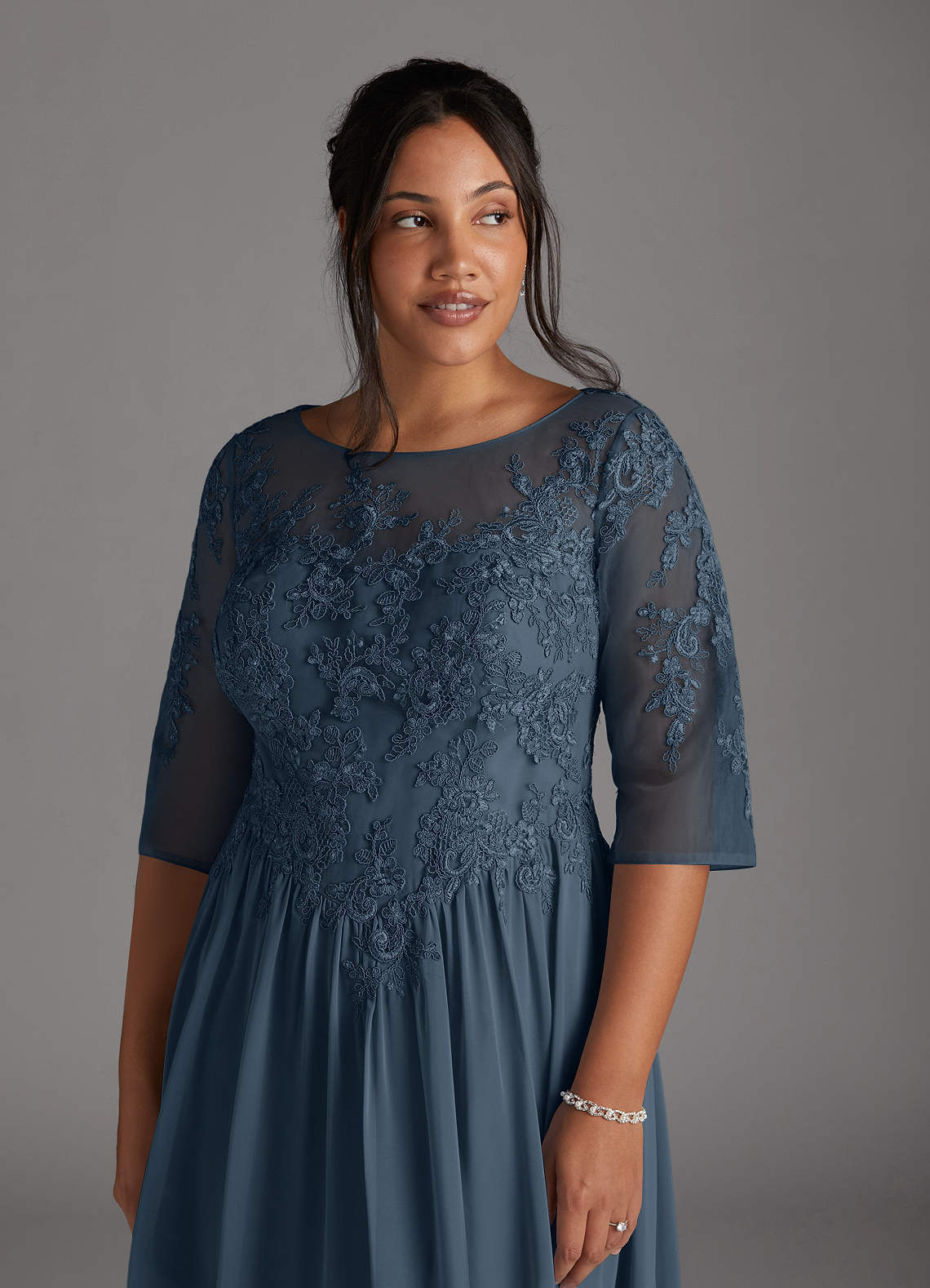 Azazie Mirielle Mother of the Bride Dresses Neptune A-Line Scoop Lace Chiffon Dress image11