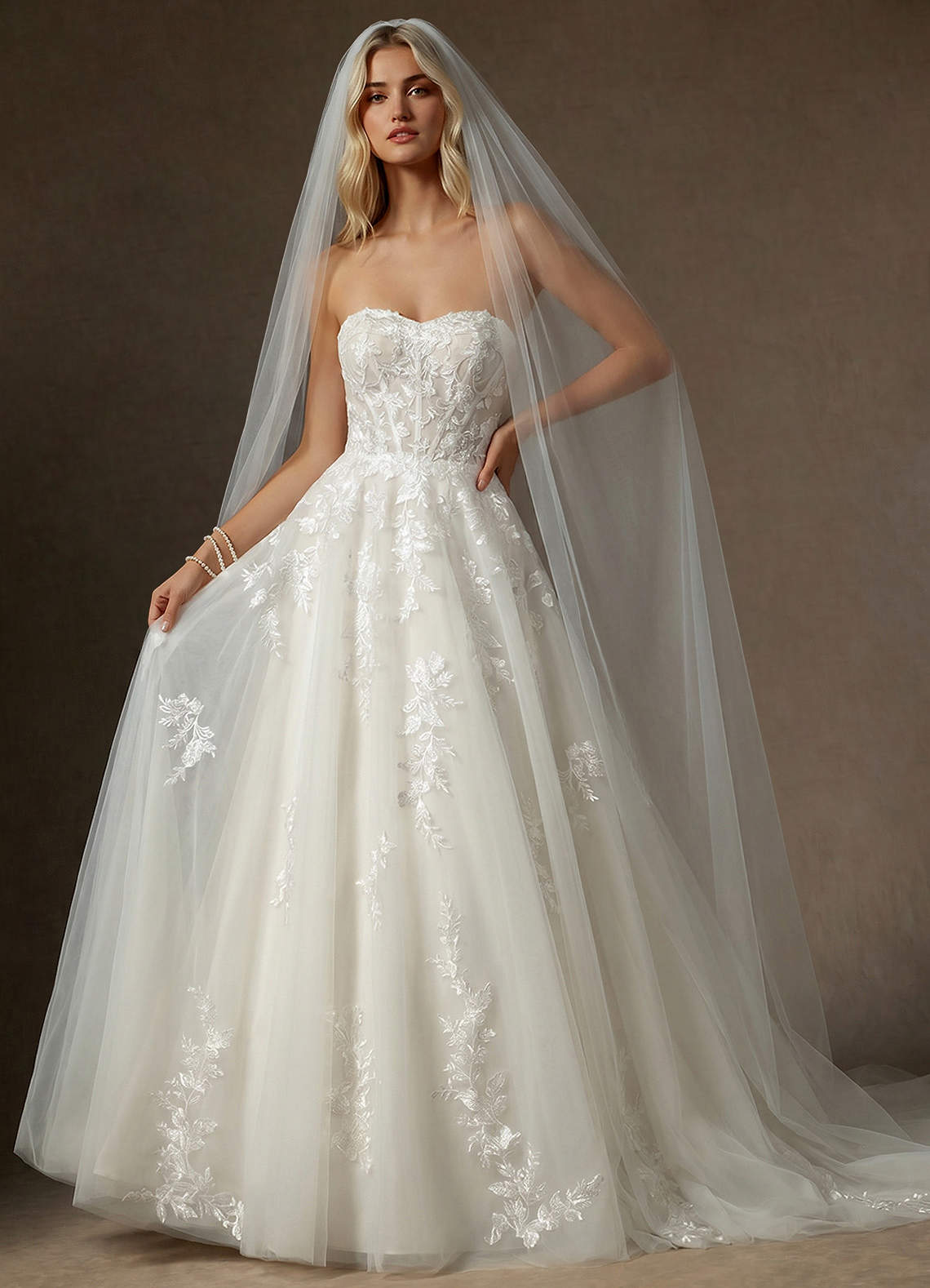 front Talia Chapel Length Veil