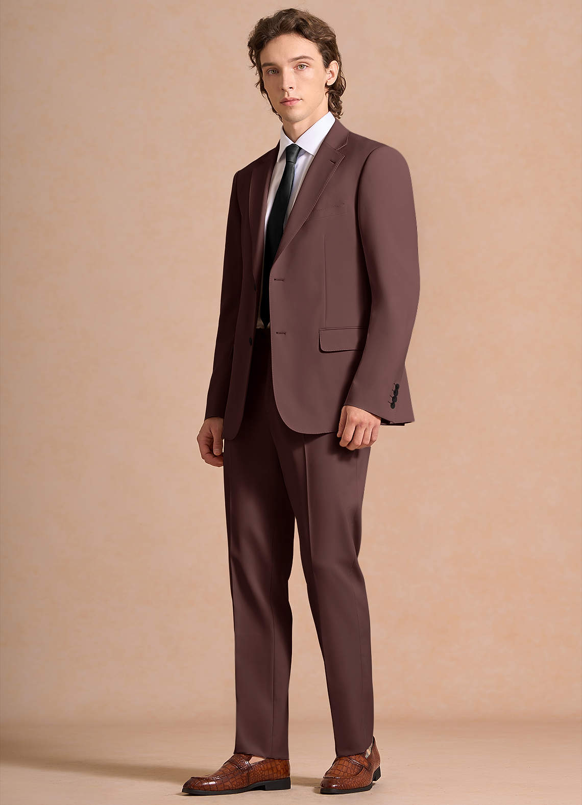 front James Espresso Structured Stretch Suit