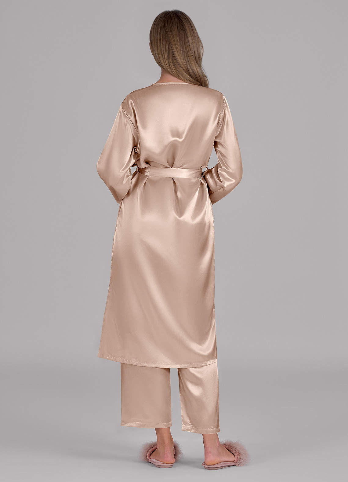 front Satin Long Sleeves 3-Piece Loungewear Set