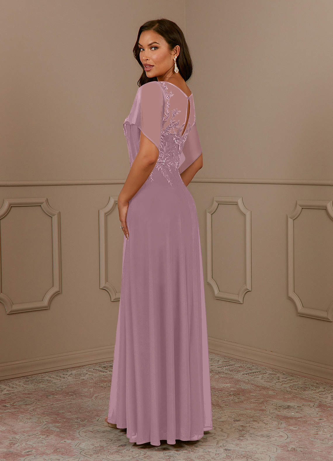 Azazie Cavell Mother of the Bride Dresses A-Line Sequins Mesh Floor-Length Dress image1