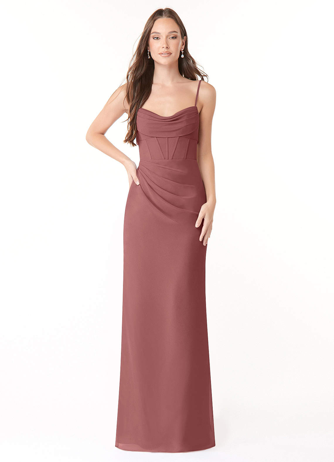 Azazie Mai Brautjungfernkleider Etui Plissee Chiffon Kleid Amethyst image1