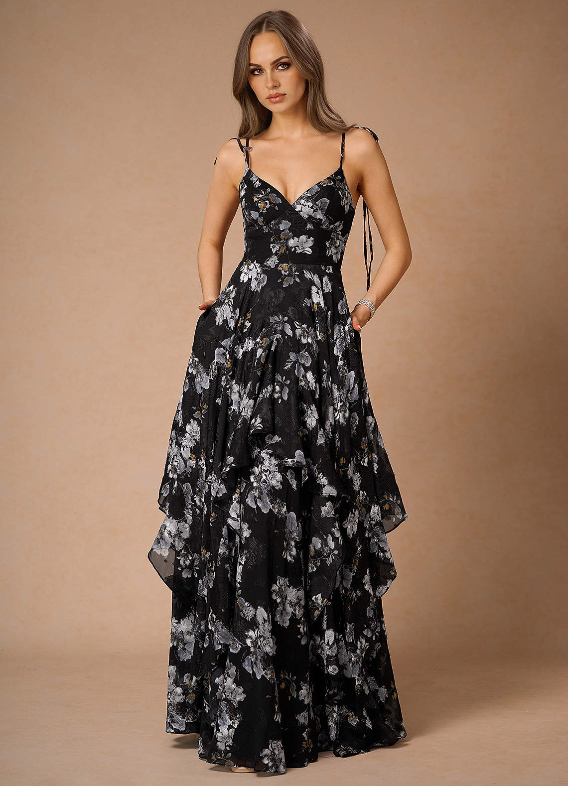 Ailsa Black Multi Maxi Dress Ready to Ship | Azazie CA