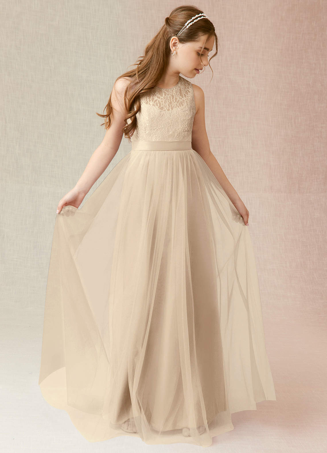 Champagne junior sale bridesmaid dress