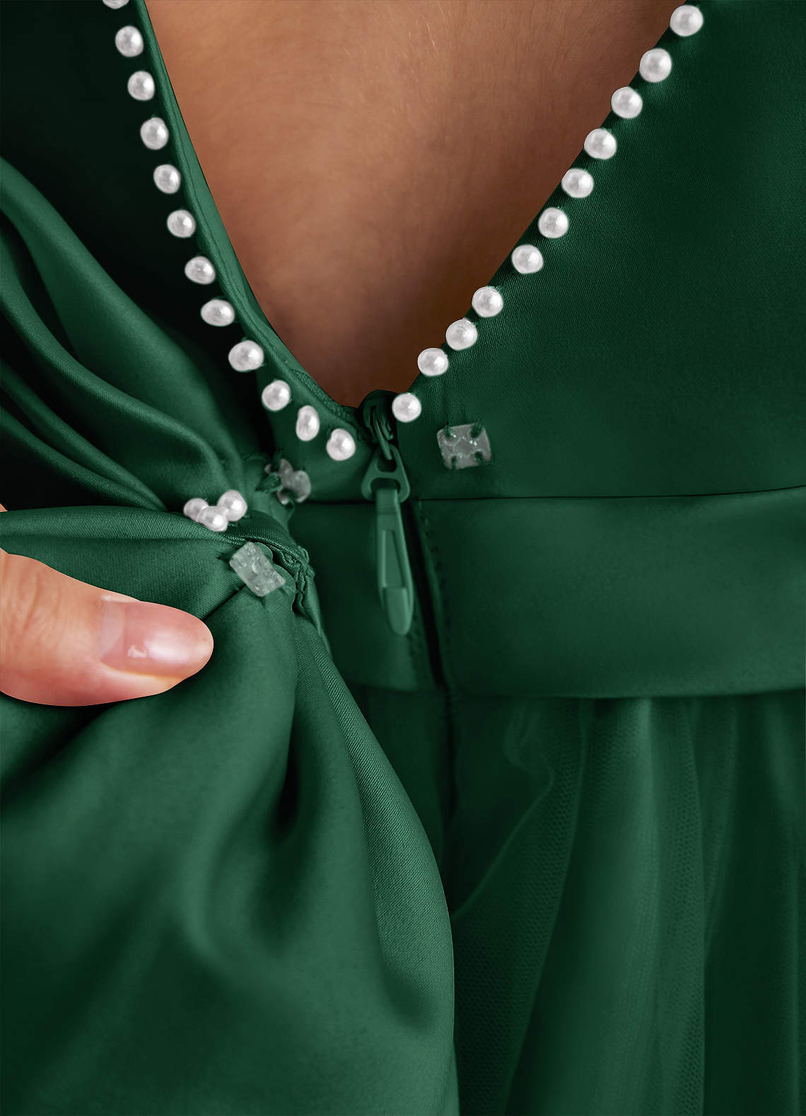 Azazie Cookie Flower Girl Dresses Dark Green A-Line Bow Tulle Dress image4