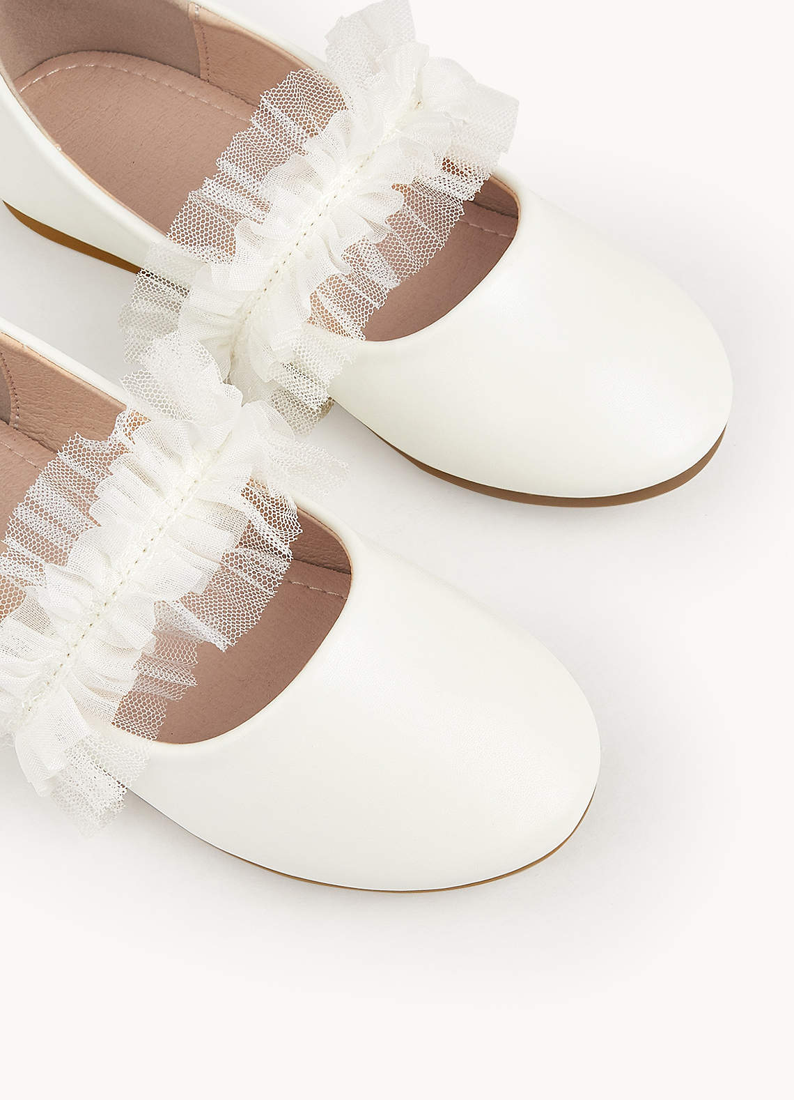 front Ruffle Strap Girl's Flat Shoes