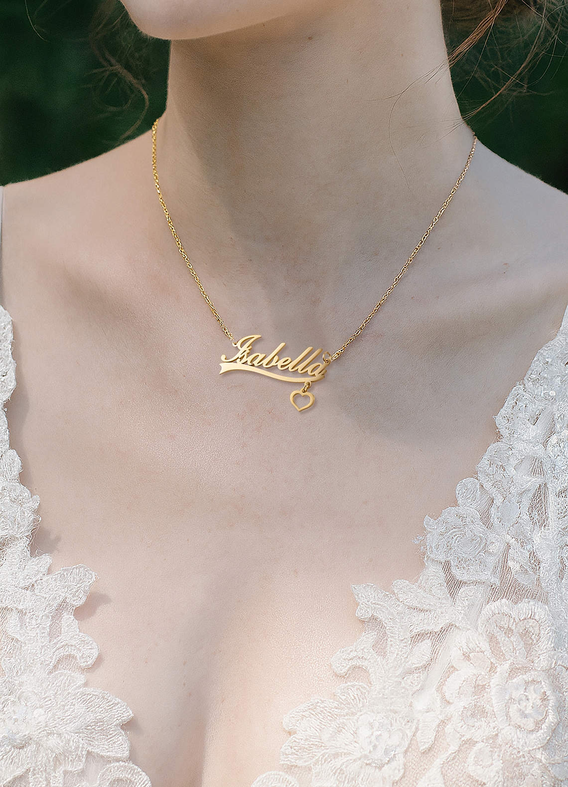 front Collar con nombre personalizado y corazón