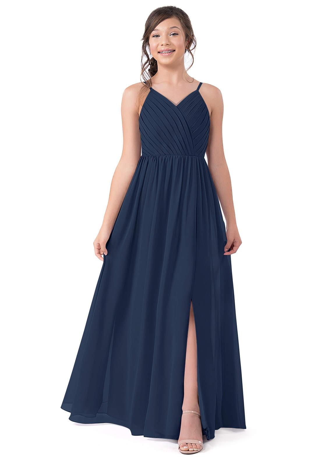 Dark Navy Azazie Gracie JBD Junior Bridesmaid Dresses Azazie