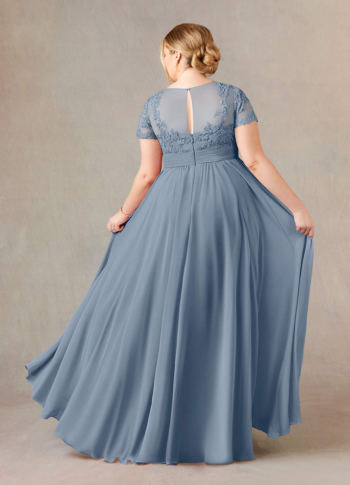 Azazie Annette Mother of the Bride Dresses Twilight A-Line Lace Chiffon Dress image7