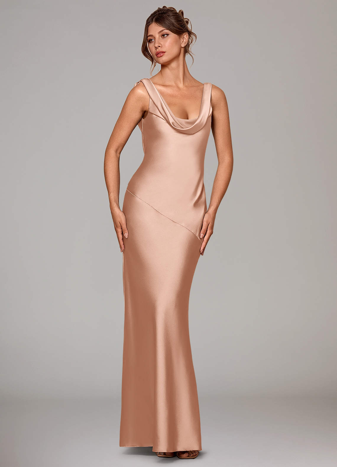 rose gold backless dress Rose Gold Gold Backless Dress Sexy Low Back Rose Gold Sleek Satin Mermaid Prom Dress VQ