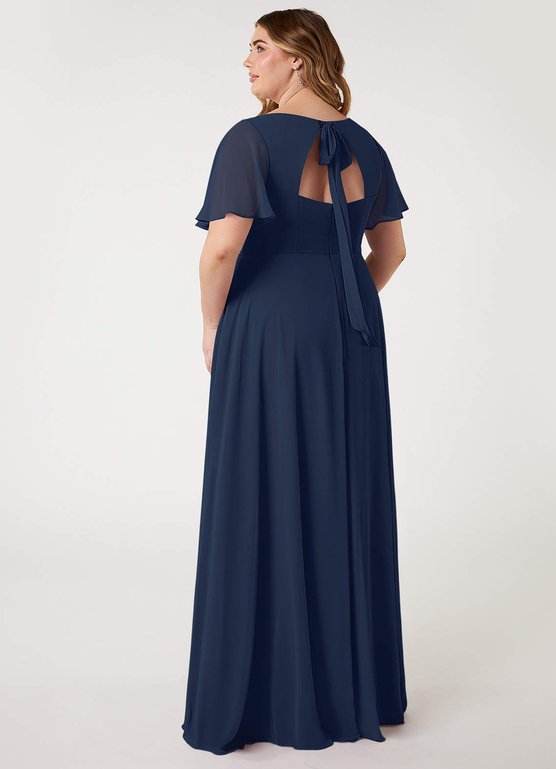 adrianna papell navy blue beaded dress CurveWow 3/4 Balloon Sleeve Wrap Midi Dress Navy – Curvewow