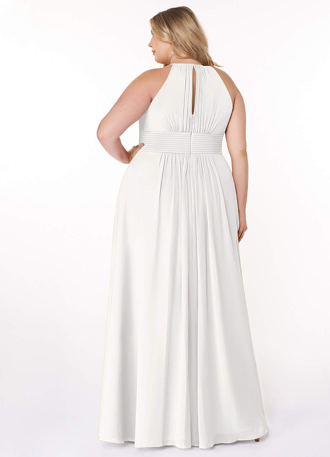 Azazie Bonnie Vestidos de madrinha de casamento Vestido Branco de Chiffon de Linha A com Plissado image6