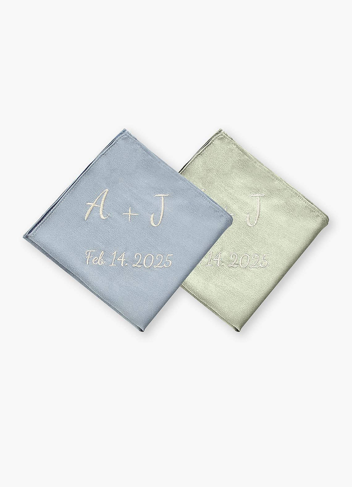 front Personalized Embroidered Metallic Satin Pocket Square