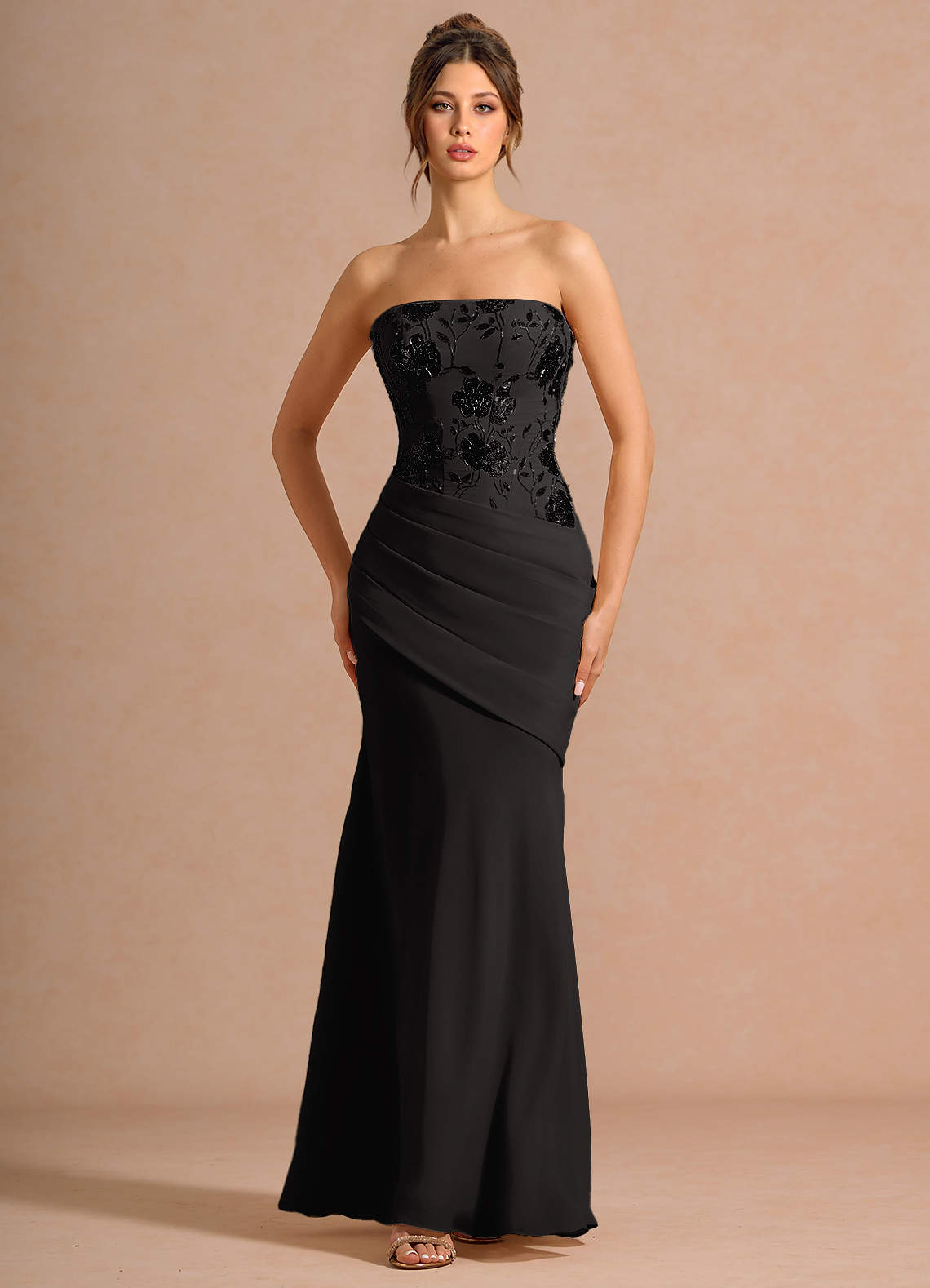 Azazie Black Sequins Sequins Sleeveless Mermaid Evening Dress / Gown