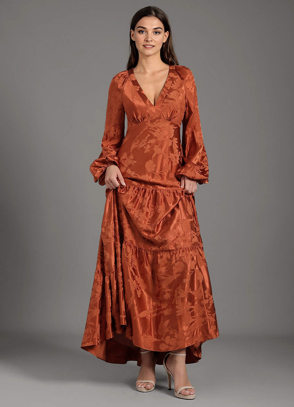 Melba Rust Flower Midi Dress main image 1