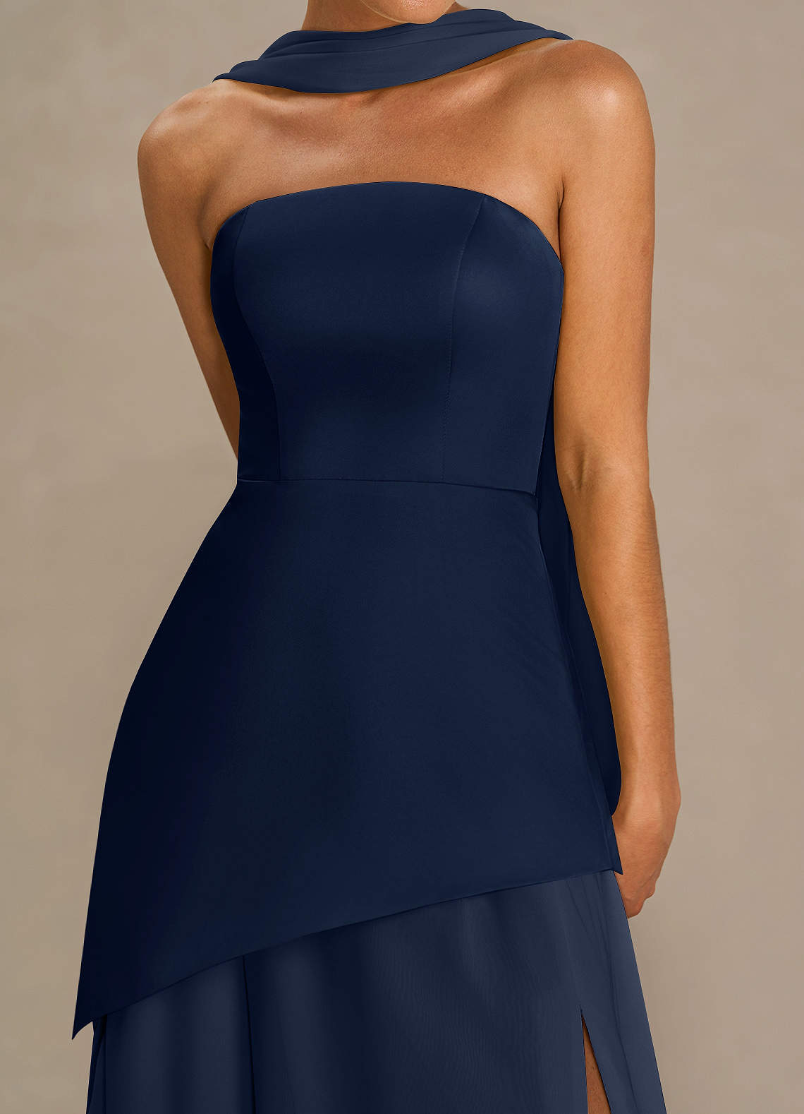navy two piece formal dress Two Piece Nark Navy Prom Dress with Cherry Embroidery Pockets –  loveangeldress main image 1