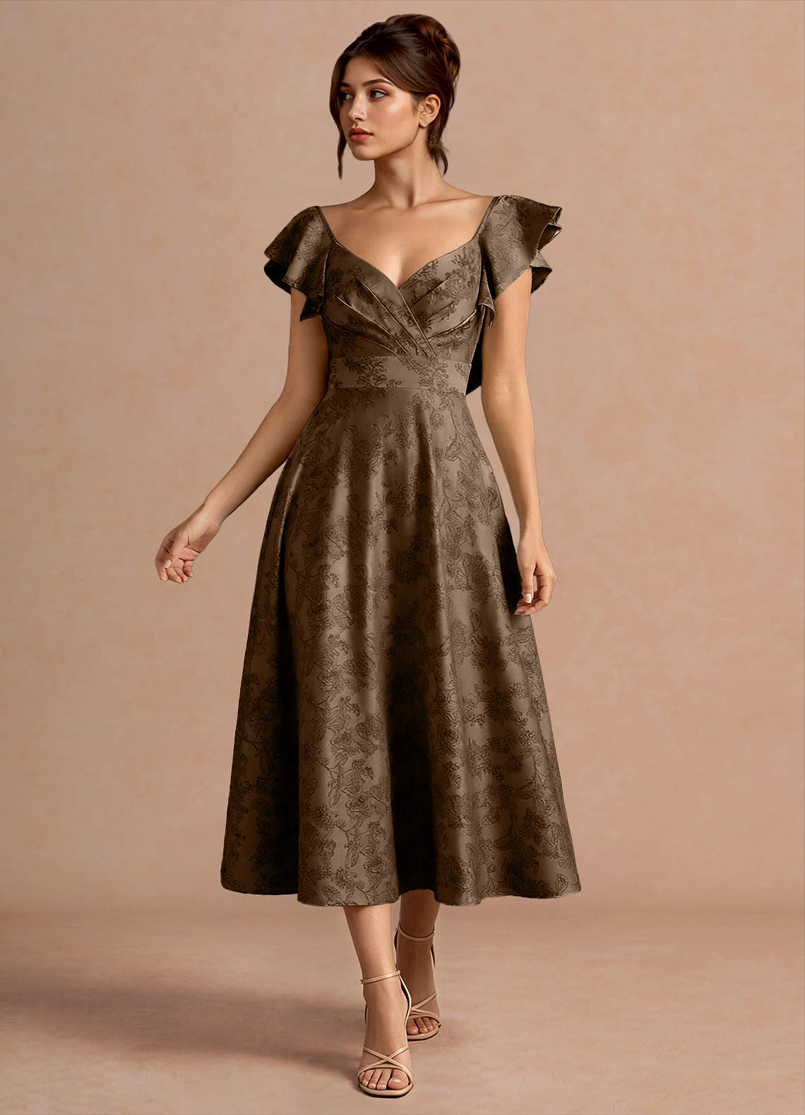 Leilani Coffee Brown Midi Dress