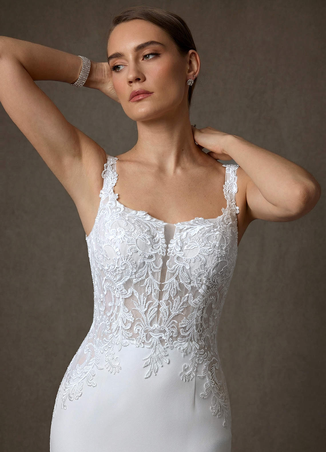 Azazie Isadora Robes de mariée Robe Sirène en Dentelle Blanc De Diamant image9