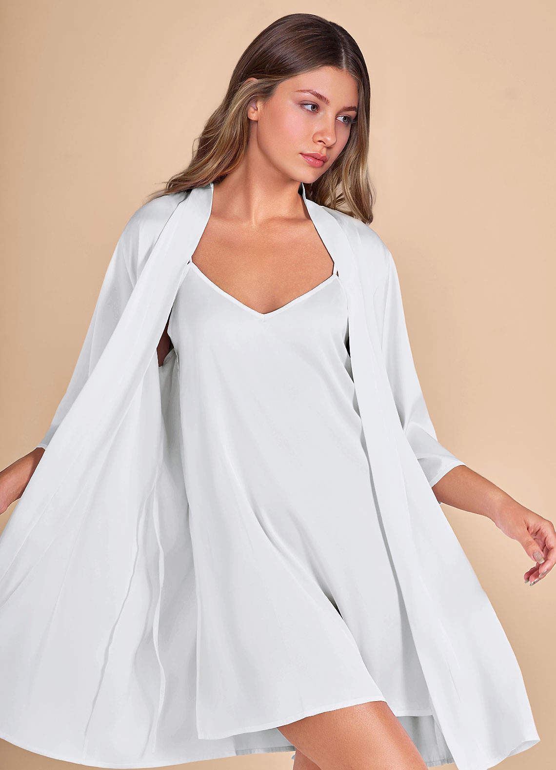 front 2-PIECE SATIN ROBE AND SLIP SET