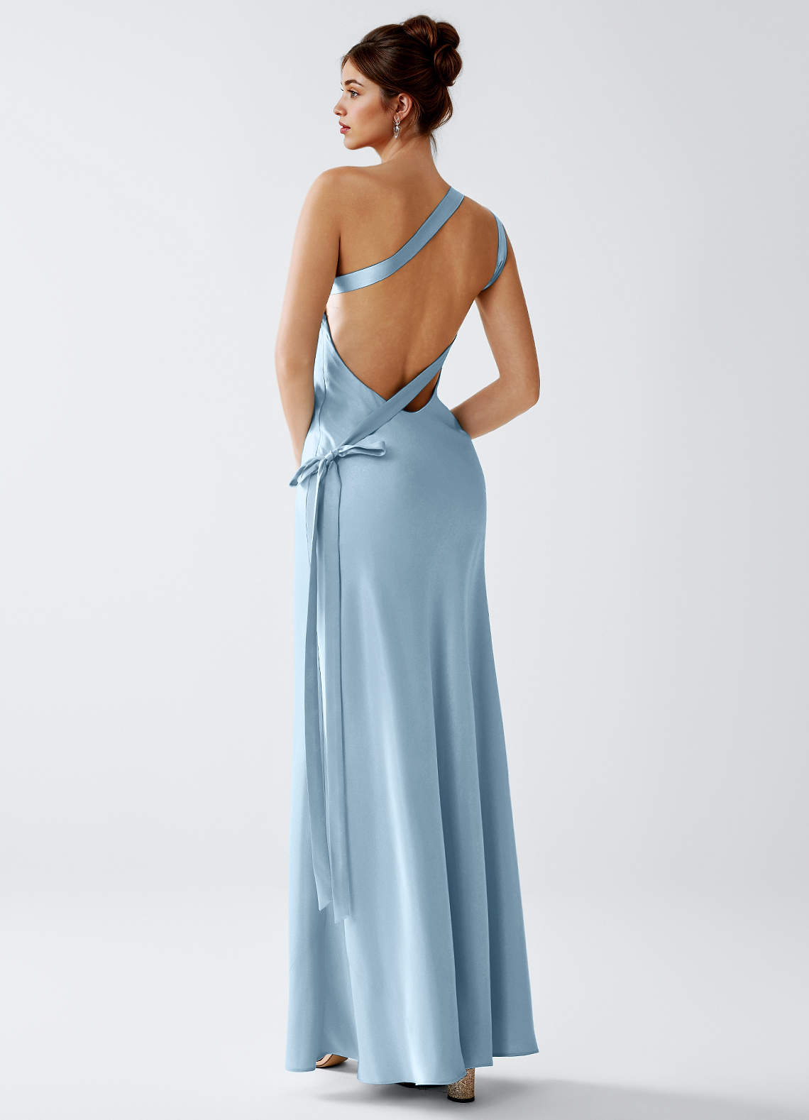 Stephanie Sky Blue Luminous Satin Maxi Dress image2