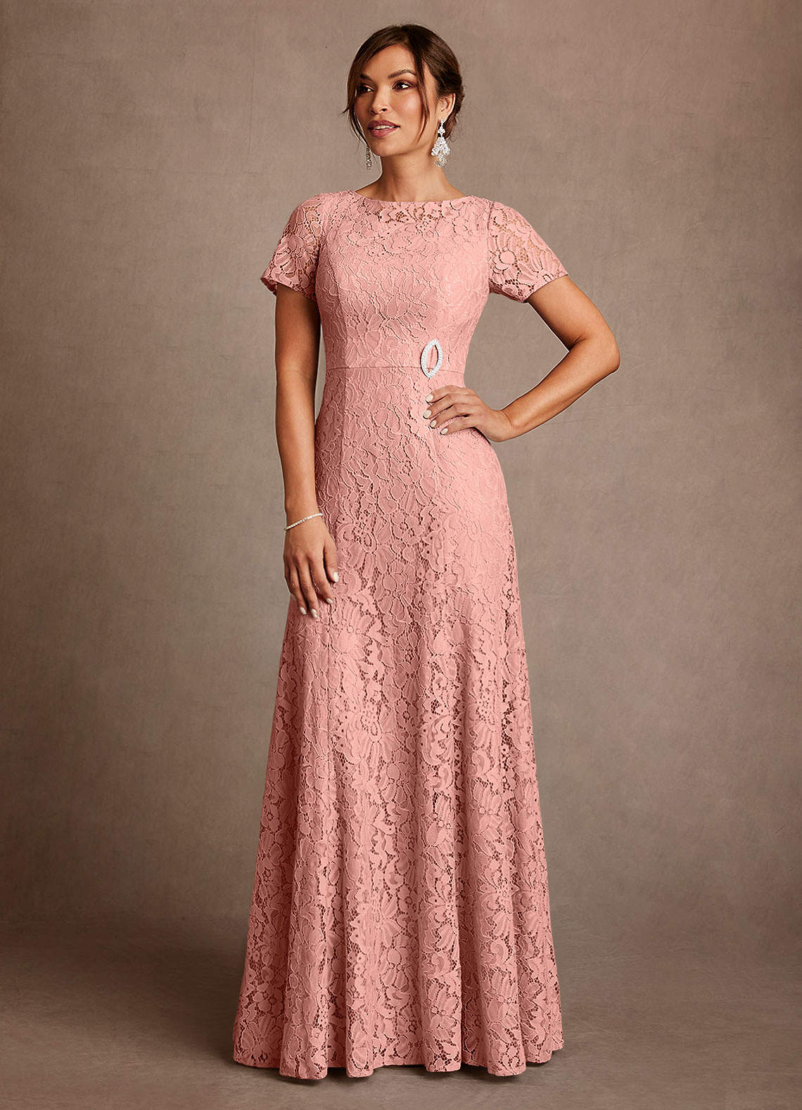 Azazie Sheffield Final Sale Rosette A-Line Lace Chiffon Dress image1