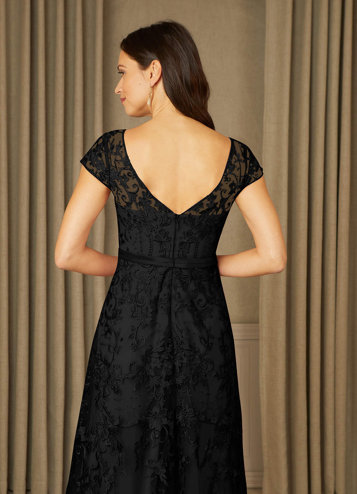 Azazie Sanna Black A-Line Scoop Lace Tulle Dress | Azazie