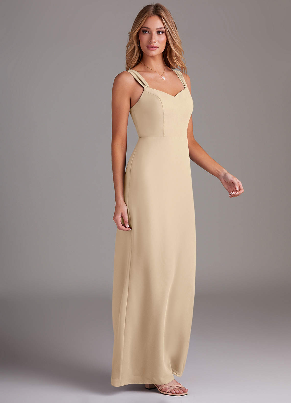Azazie Sheath V-Neck Floor-Length Chiffon Bridesmaid Dresses