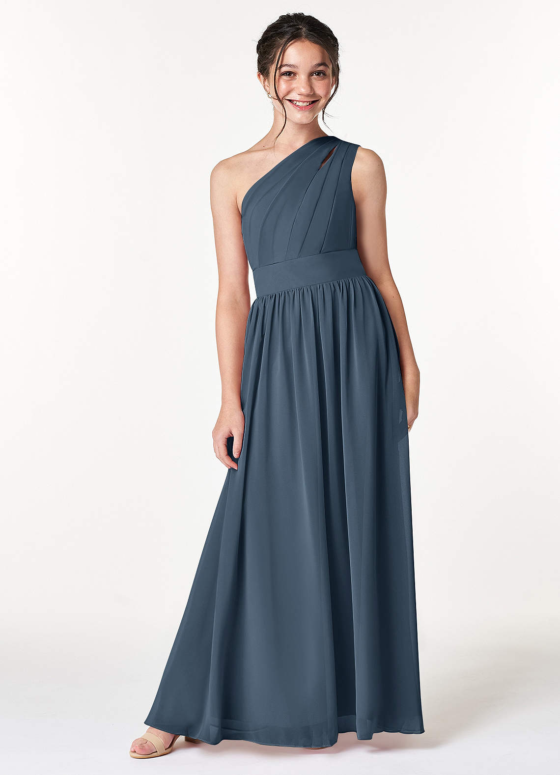 Azazie Molly Junior Neptune A-Line Pleated Chiffon Dress image1