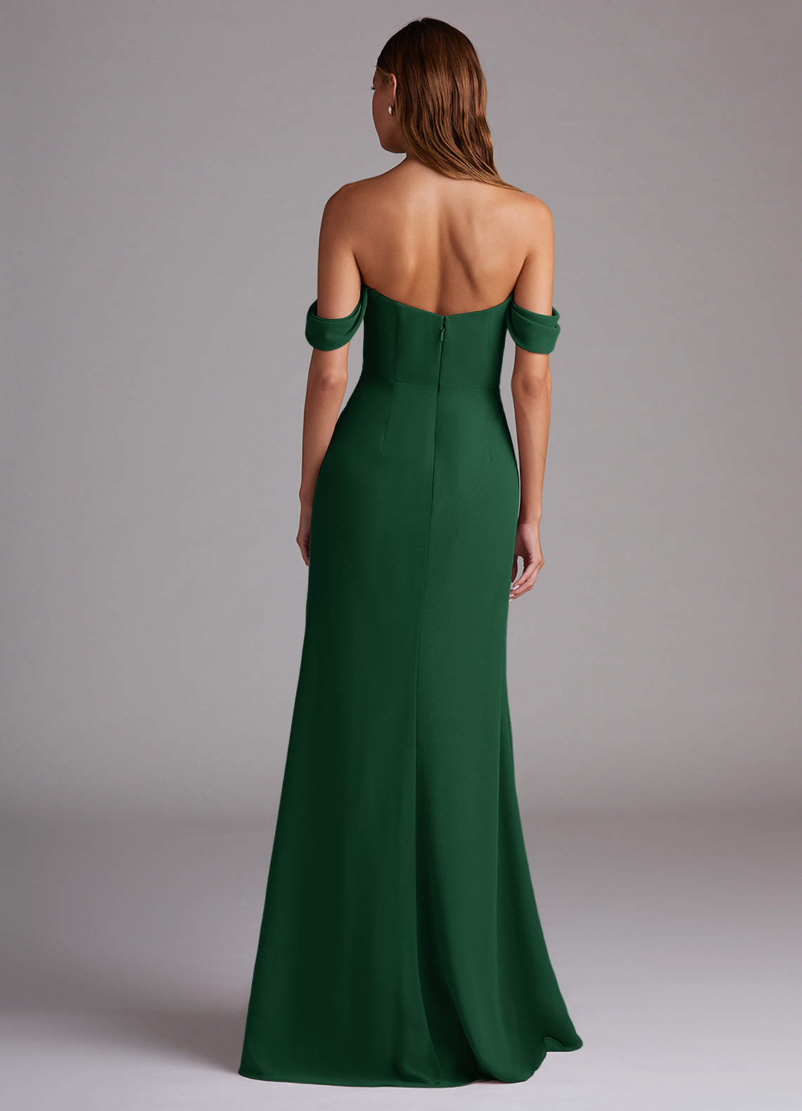 Azazie Saige Bridesmaid Dresses Dark Green A-Line Off the Shoulder Chiffon Convertible Dress image6