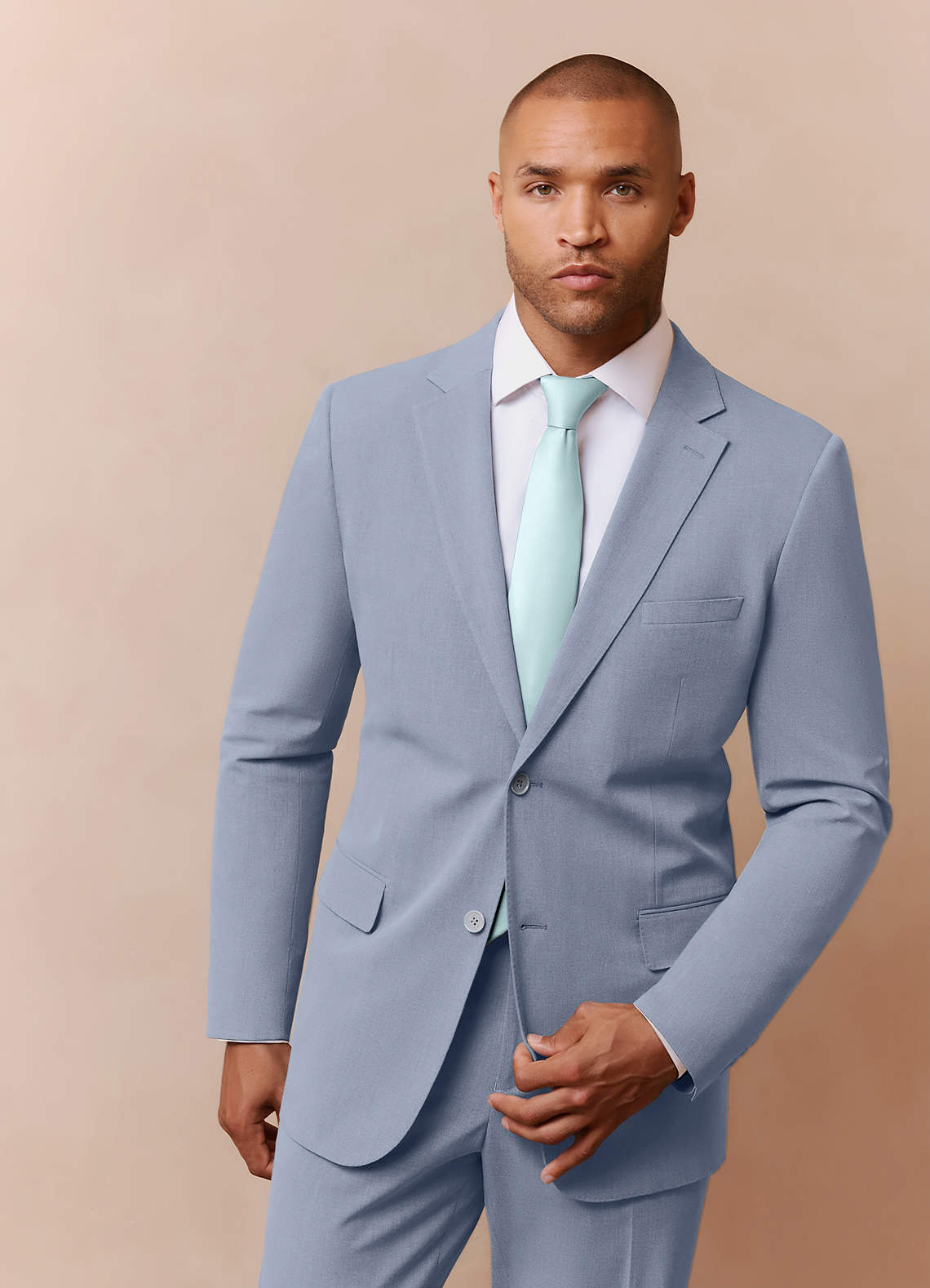 Savile Light Blue Wool Blend Suit Jacket | Classic Long Suit