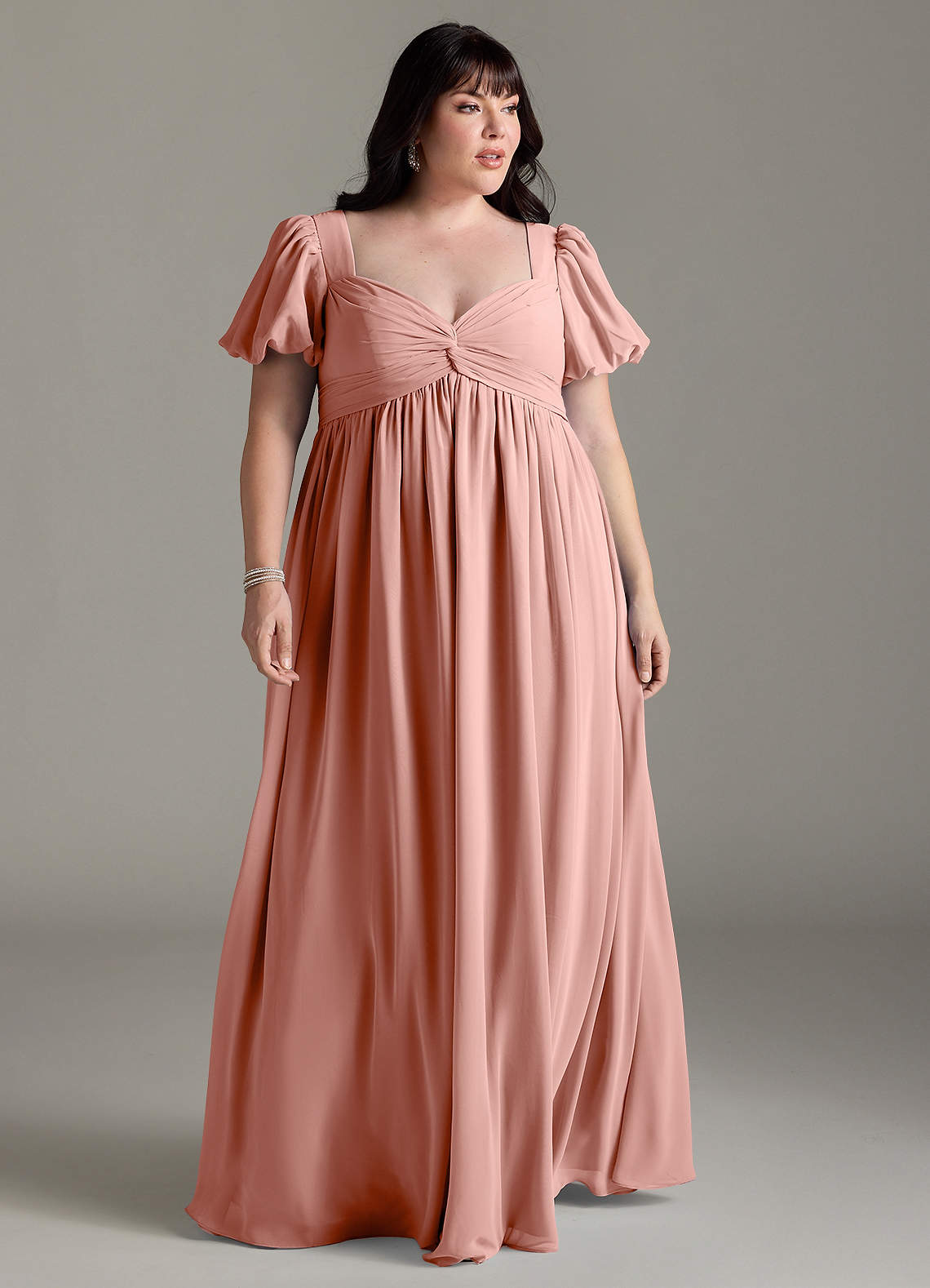 Azazie Madisynn Brudepigekjoler til gravide Sløjfe Chiffon Gulv-længde Kjole image4