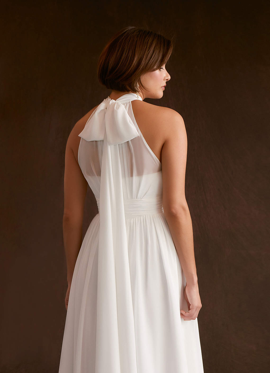 A-Line Pleated Chiffon Dress with V-Neck Azalea main image 0